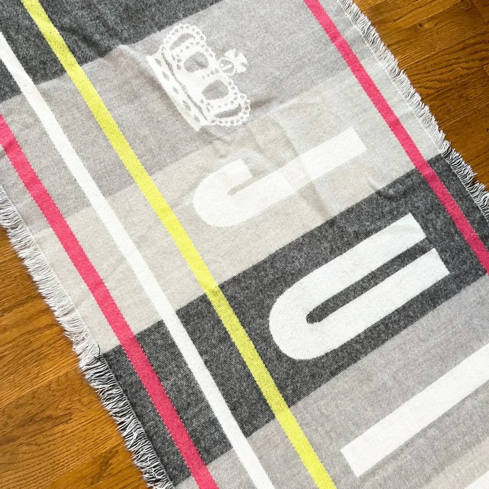 Juicy Couture Branded Logo Soft Scarf Shawl‎ Fringe Y2K